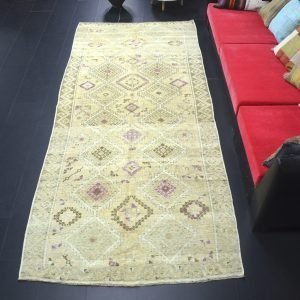 Pale Ecru Color Vintage Handmade Oushak Rug