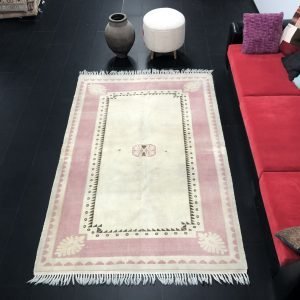 Turkish Antique Beige And Light Pink Pastel Area Oversize Rug